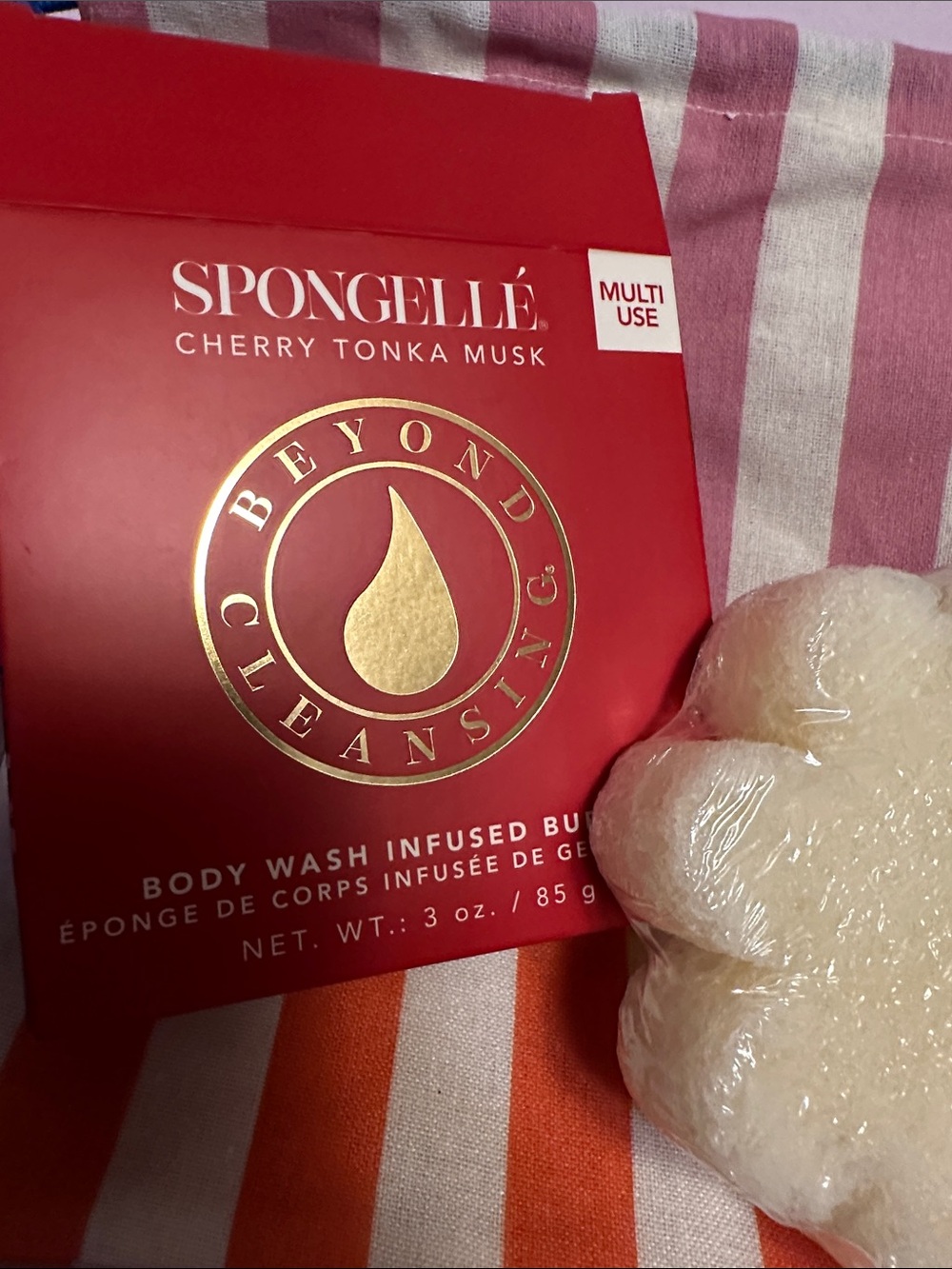 New Spongelle cherry tonka musk body wash infused buffer. 3 oz.